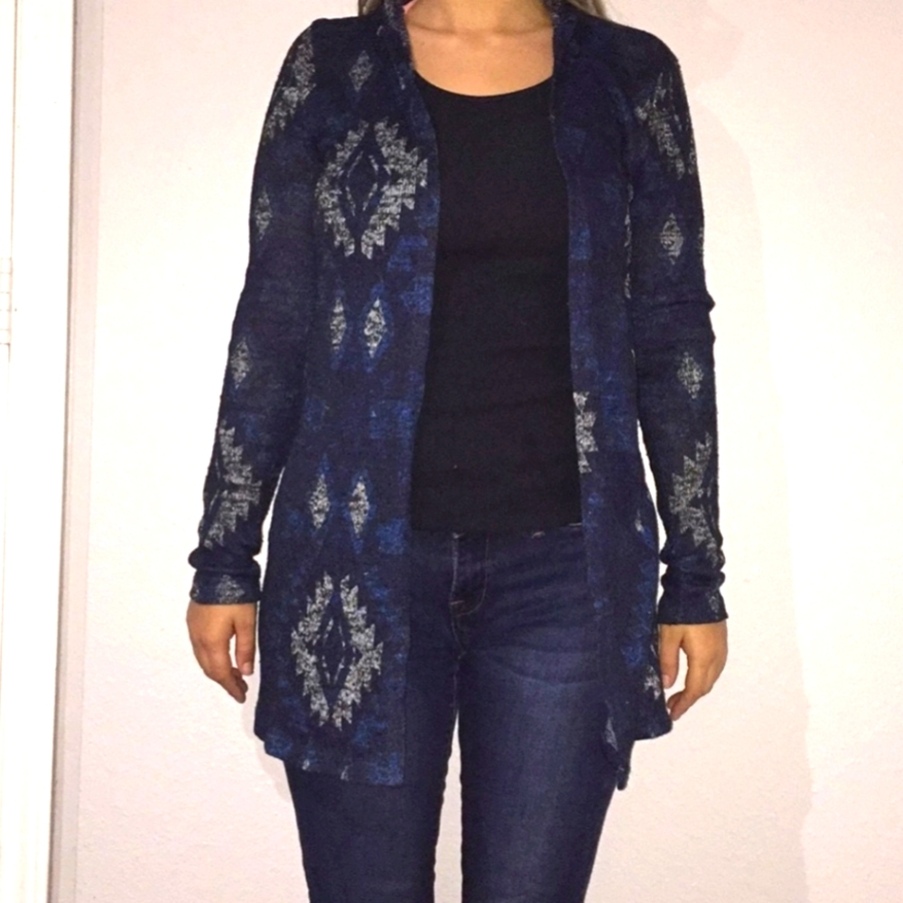 Blue Aztec print cardigan